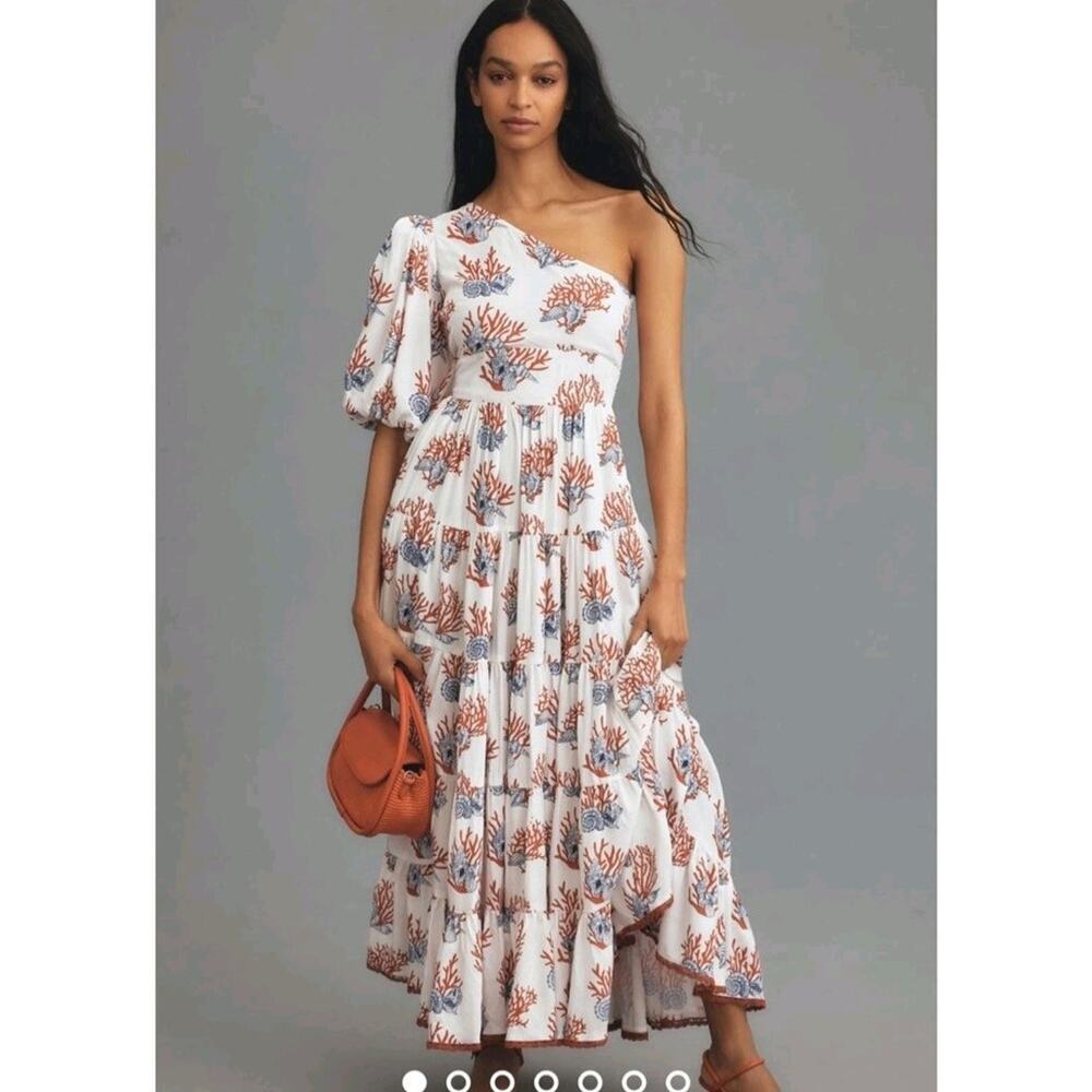 Anthropologie Priya Israni Puff One-Shoulder Maxi Dress Size Medium